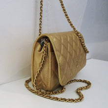 Load image into Gallery viewer, Chanel Vintage Gold Caviar Leather WOC