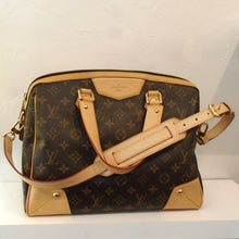 Load image into Gallery viewer, This Louis Vuitton Vintage Monogram Retiro PM is in the original Louis Vuitton Monogram with light camel trim and gold hardware. It has a leather shoulder guard on the leather shoulder strap. The interior color of this bag is a light camel.