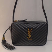 Load image into Gallery viewer, YSL Black Lou Medium Crossbody Chevron Camera Bag