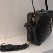 Load image into Gallery viewer, YSL Black Lou Medium Crossbody Chevron Camera Bag