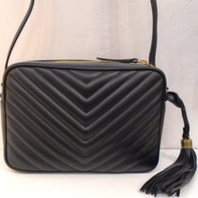 Load image into Gallery viewer, YSL Black Lou Medium Crossbody Chevron Camera Bag