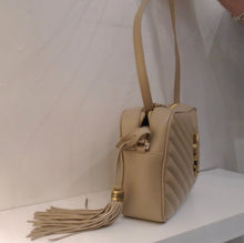 Load image into Gallery viewer, YSL Taupe Lou Medium Crossbody Chevron Camera Bag