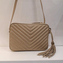 Load image into Gallery viewer, YSL Taupe Lou Medium Crossbody Chevron Camera Bag