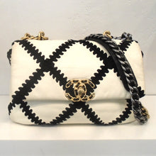 Load image into Gallery viewer, Chanel Vintage 19 Two Tone Cotton &amp; Leather Bag
