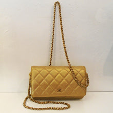 Load image into Gallery viewer, Chanel Vintage Gold Caviar Leather WOC
