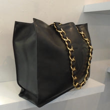 Load image into Gallery viewer, Chanel Vintage Black Lambskin Leather Tote
