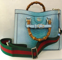 Load image into Gallery viewer, Gucci Vintage Blue Python Diana Bag
