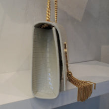 Load image into Gallery viewer, YSL Cream Crocodile Embossed Kate Tassel Bag
