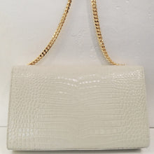 Load image into Gallery viewer, YSL Cream Crocodile Embossed Kate Tassel Bag
