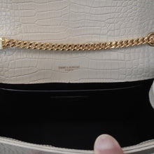 Load image into Gallery viewer, YSL Cream Crocodile Embossed Kate Tassel Bag
